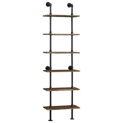 Carl iron pipe wall deals mount ladder bookcase